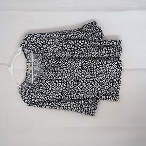 Michael Michael Kors Black White Cheetah Bell Sleeve Blouse Size Small